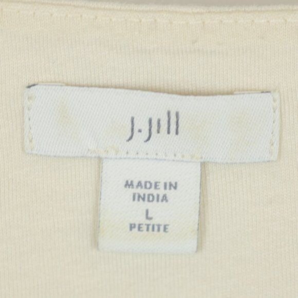 J. Jill Women's Large Petite Cream Black Embroidered Bell Sleeve Knit Blouse - Picture 7 of 9